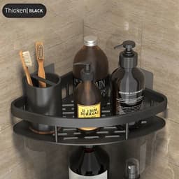 image-Bathroom Shelves No-drill Wall Mount Corner Shelf Shower Storage Rack Holder for WC Shampoo Organizer Bathroom Accessories