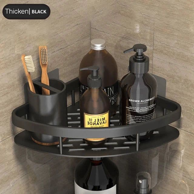 image-Bathroom Shelves No-drill Wall Mount Corner Shelf Shower Storage Rack Holder for WC Shampoo Organizer Bathroom Accessories