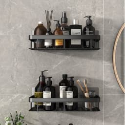image-Bathroom Shelves No-drill Wall Mount Corner Shelf Shower Storage Rack Holder for WC Shampoo Organizer Bathroom Accessories