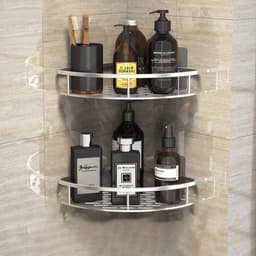 image-Bathroom Shelves No-drill Wall Mount Corner Shelf Shower Storage Rack Holder for WC Shampoo Organizer Bathroom Accessories