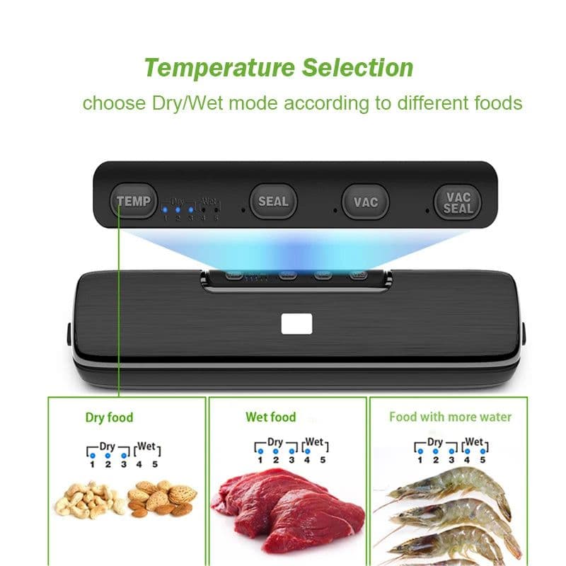 image-220V Electric Vacuum Sealer Packaging Machine with Free 15pcs Vacuum Bags Machine Household Black Food Vacuum Sealer