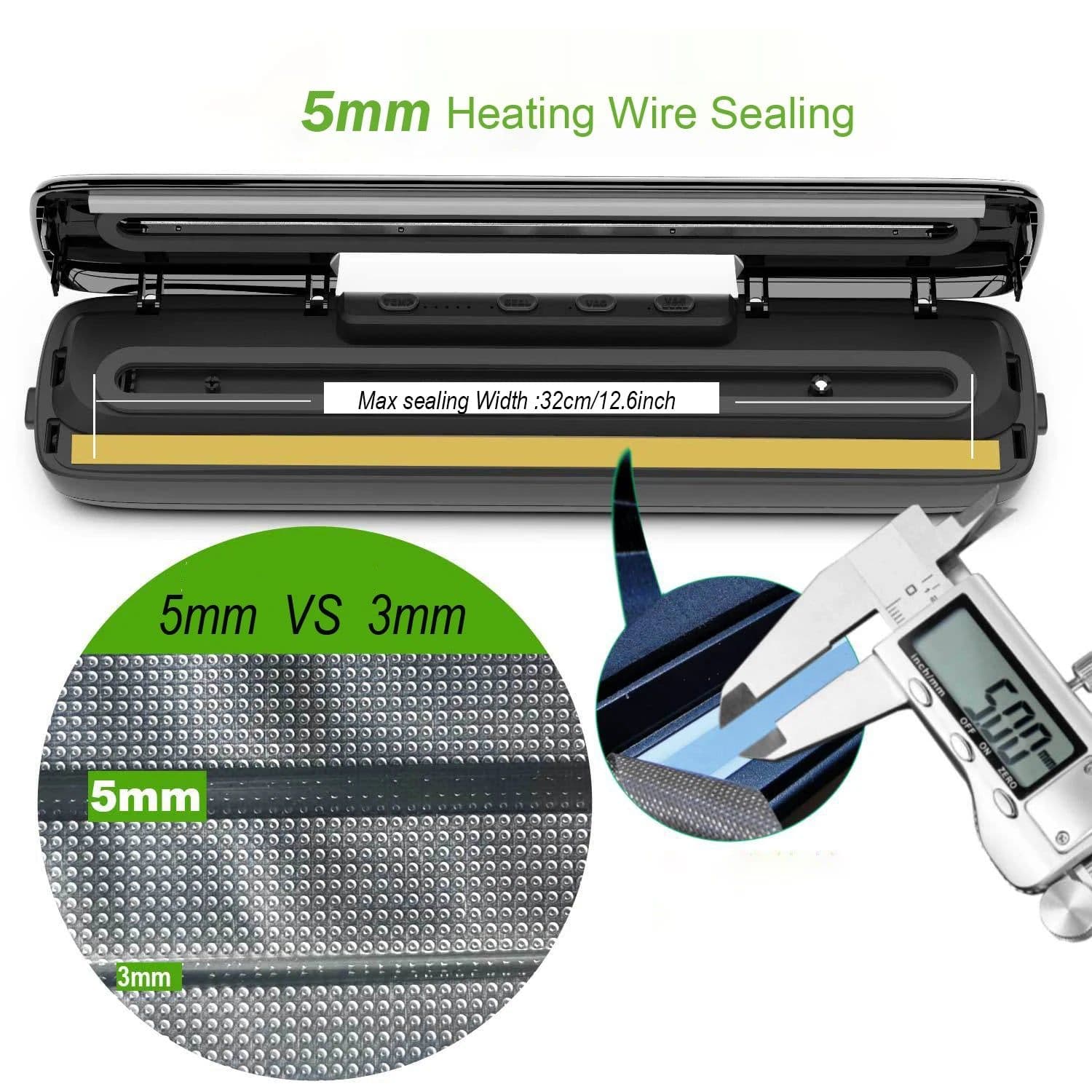 image-220V Electric Vacuum Sealer Packaging Machine with Free 15pcs Vacuum Bags Machine Household Black Food Vacuum Sealer