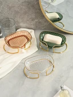 image-Bathroom Soap Tray Rack Light Luxury Soap Holder with Drain Water Toilet Shower Soap Storage Case Container Bathroom Gadgets