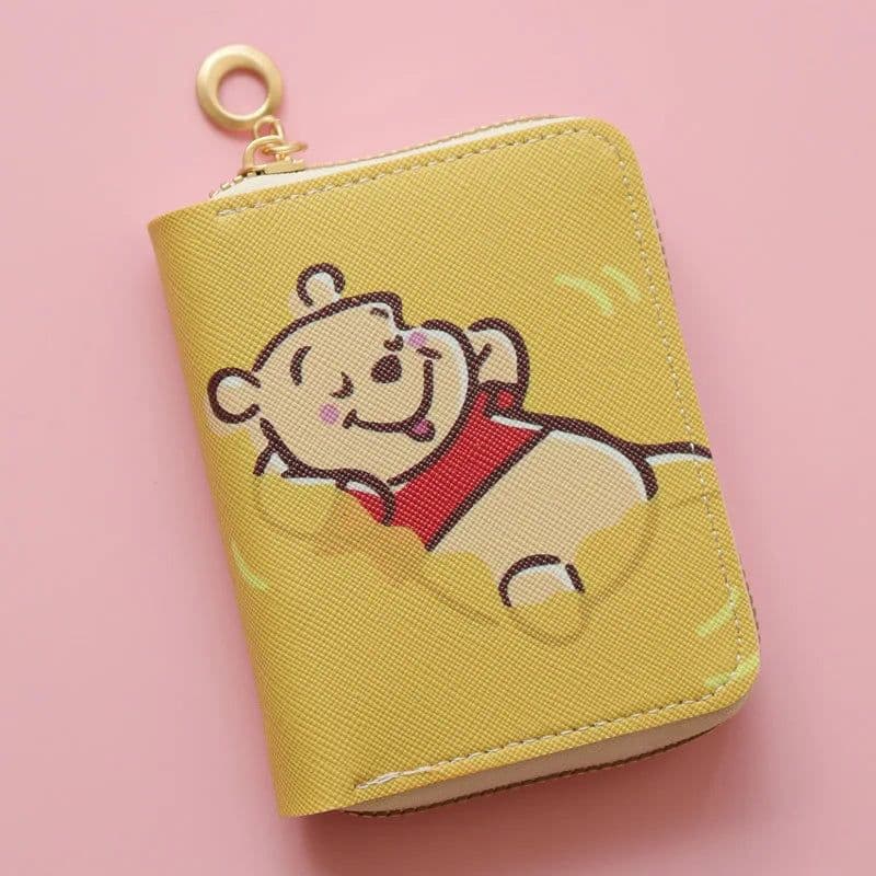 image-Cute Winnie the Pooh Unisex Short Wallet PU Leather Short Wallet Disney Cute Small Purse Bag Mini Handbag Gifts