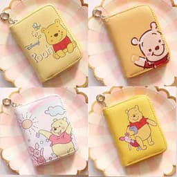 image-Cute Winnie the Pooh Unisex Short Wallet PU Leather Short Wallet Disney Cute Small Purse Bag Mini Handbag Gifts