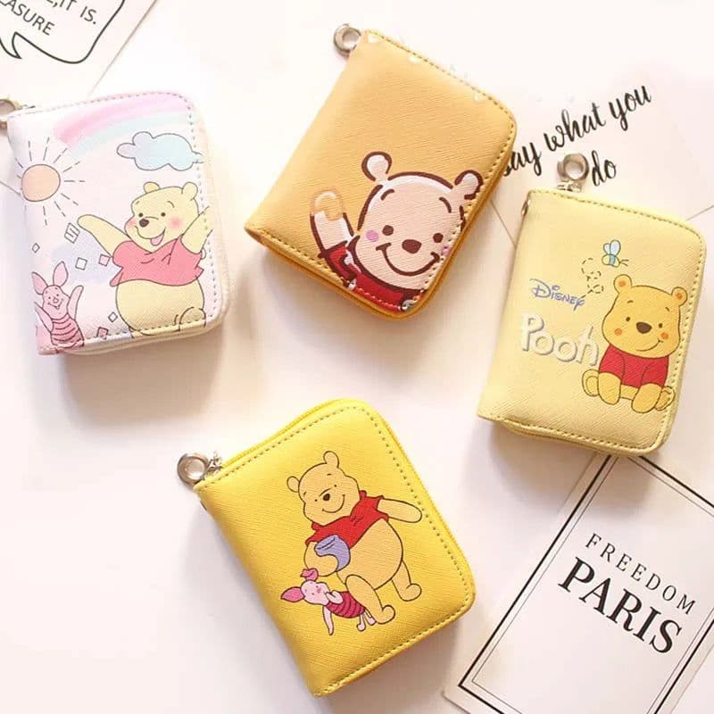 image-Cute Winnie the Pooh Unisex Short Wallet PU Leather Short Wallet Disney Cute Small Purse Bag Mini Handbag Gifts