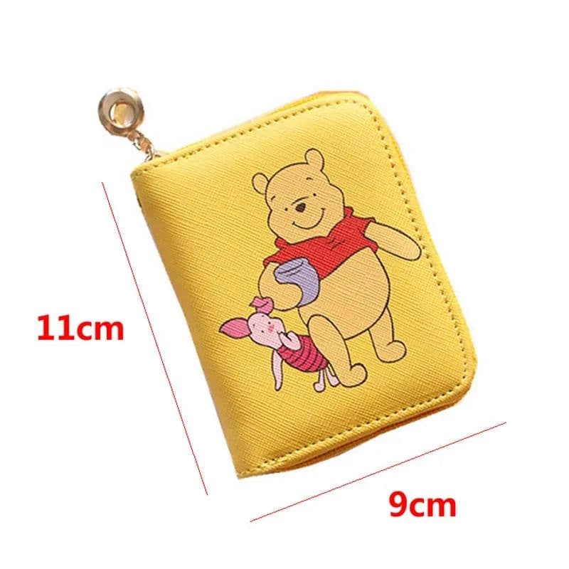 image-Cute Winnie the Pooh Unisex Short Wallet PU Leather Short Wallet Disney Cute Small Purse Bag Mini Handbag Gifts