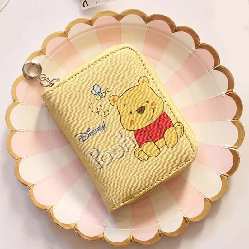 image-Cute Winnie the Pooh Unisex Short Wallet PU Leather Short Wallet Disney Cute Small Purse Bag Mini Handbag Gifts