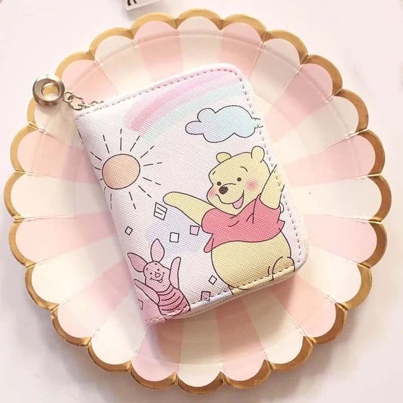 image-Cute Winnie the Pooh Unisex Short Wallet PU Leather Short Wallet Disney Cute Small Purse Bag Mini Handbag Gifts