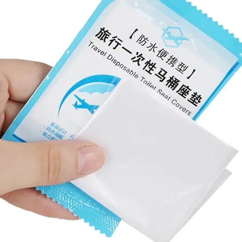 image-30Pcs Disposable Toilet Seat Cover Mat Portable 100% Waterproof Safety Toilet Seat Pad for Travel/Camping Bathroom Accessiories
