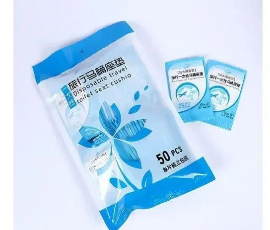 image-30Pcs Disposable Toilet Seat Cover Mat Portable 100% Waterproof Safety Toilet Seat Pad for Travel/Camping Bathroom Accessiories