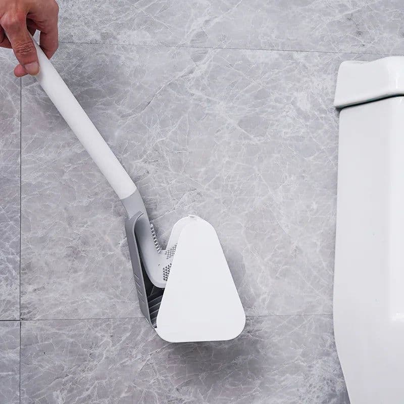 image-Golf Silicone Toilet Brushes With Holder Set Long Handled Toilet Cleaning Brush Black Modern Hygienic Bathroom Accessories