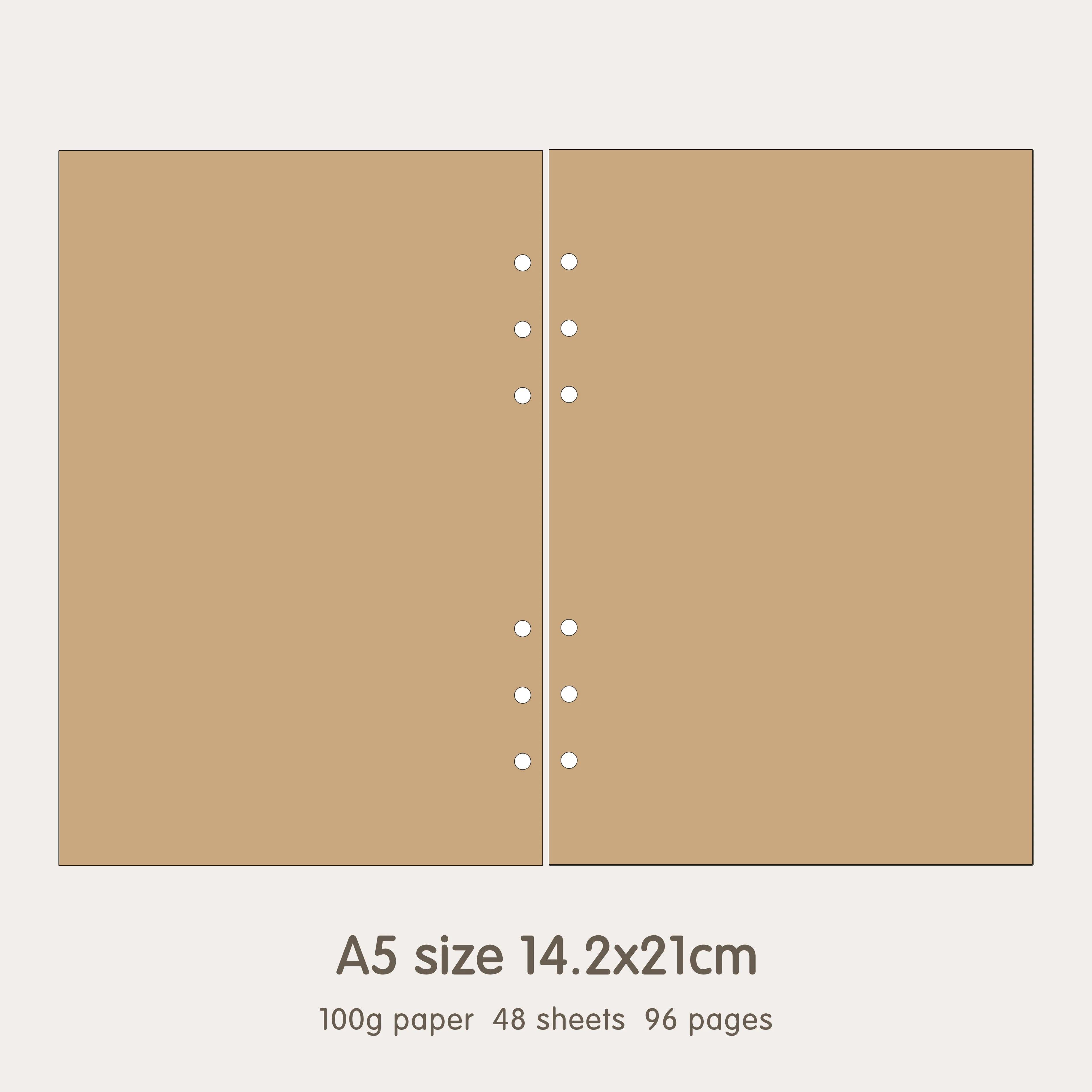 image-High Quality Ring Binder Notebook A5 Personal A6 A7 A8 Size Insert Refills Loose Leaf Spiral Diary Planner Inner Core 100g Paper