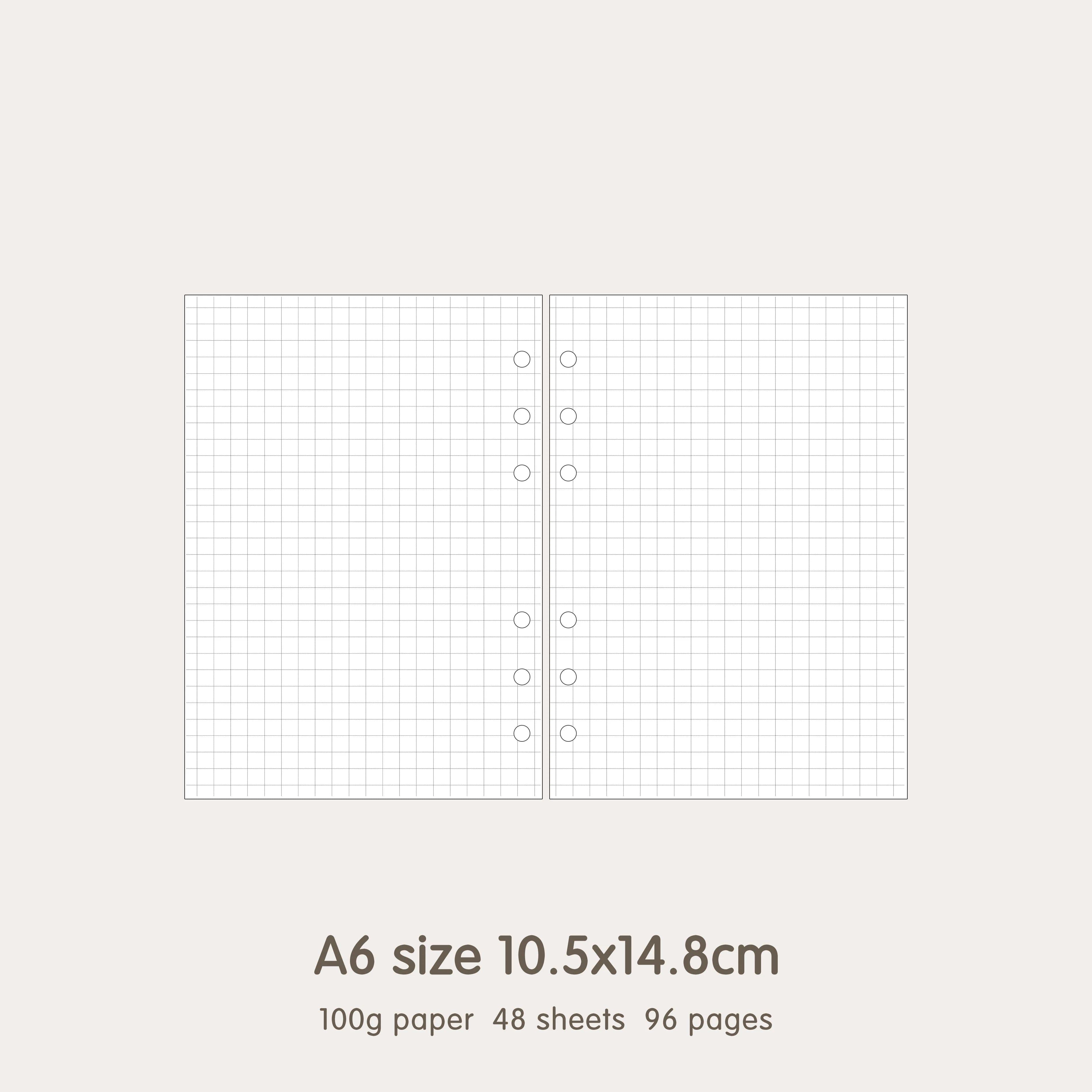 image-High Quality Ring Binder Notebook A5 Personal A6 A7 A8 Size Insert Refills Loose Leaf Spiral Diary Planner Inner Core 100g Paper