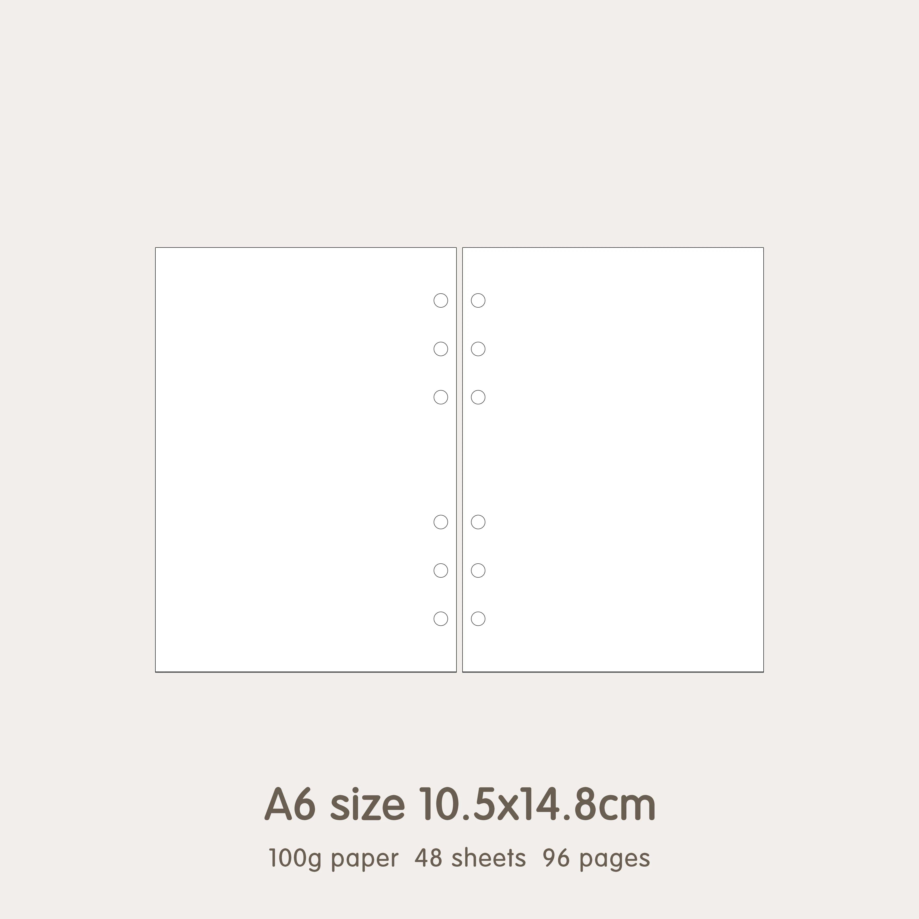 image-High Quality Ring Binder Notebook A5 Personal A6 A7 A8 Size Insert Refills Loose Leaf Spiral Diary Planner Inner Core 100g Paper