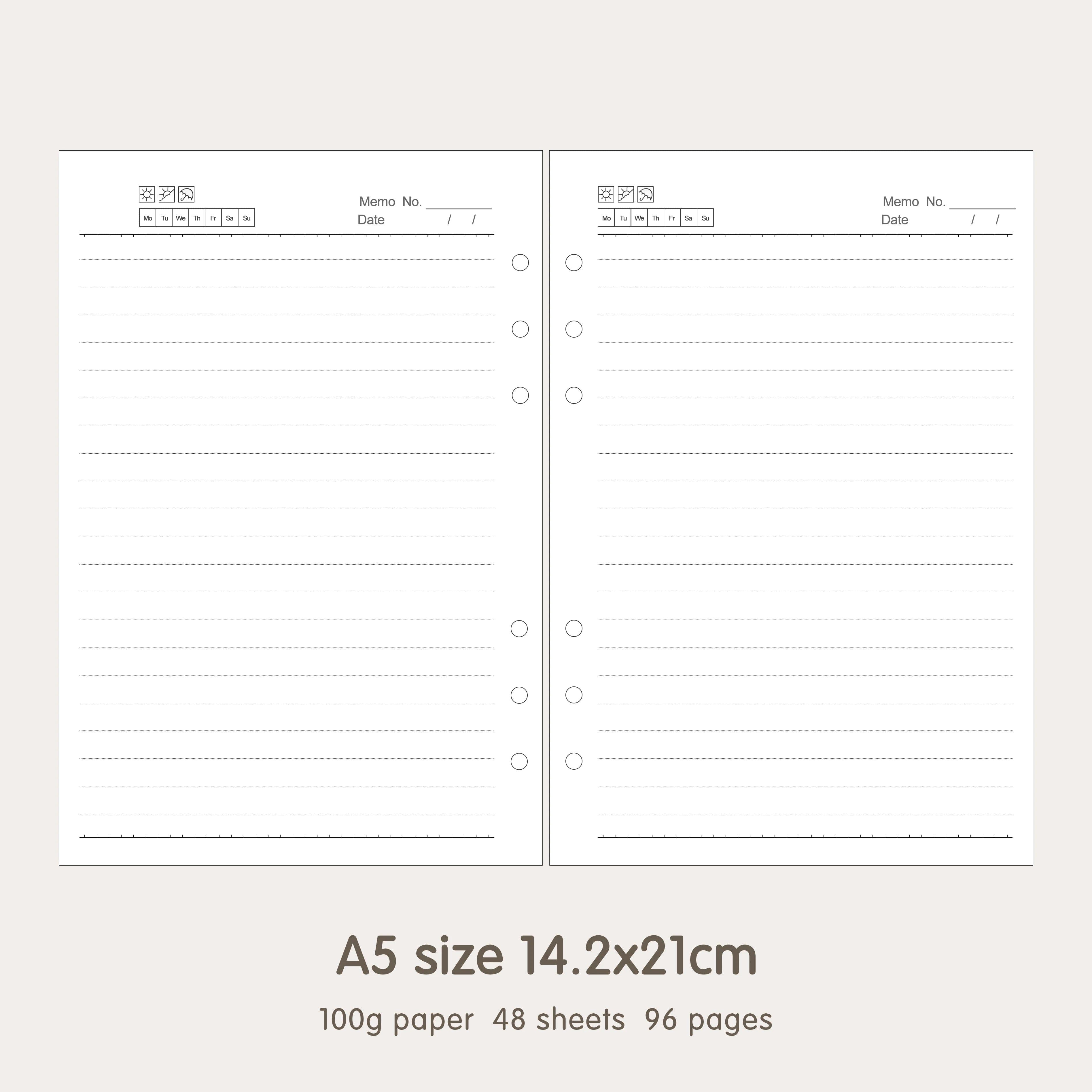 image-High Quality Ring Binder Notebook A5 Personal A6 A7 A8 Size Insert Refills Loose Leaf Spiral Diary Planner Inner Core 100g Paper