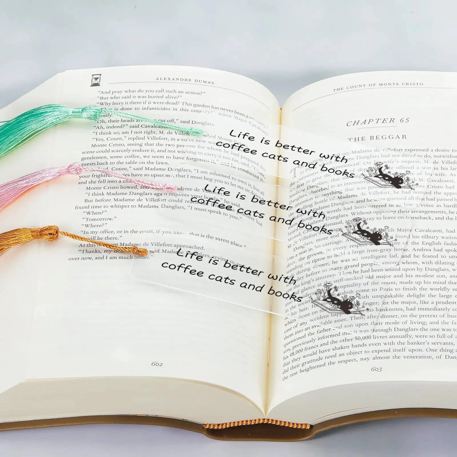 image-Life Is Better with Coffee Cats and Books Bookmark Inspirational Gifts for Friends Book Mark Birthday Gifts for Book/Pet Lovers