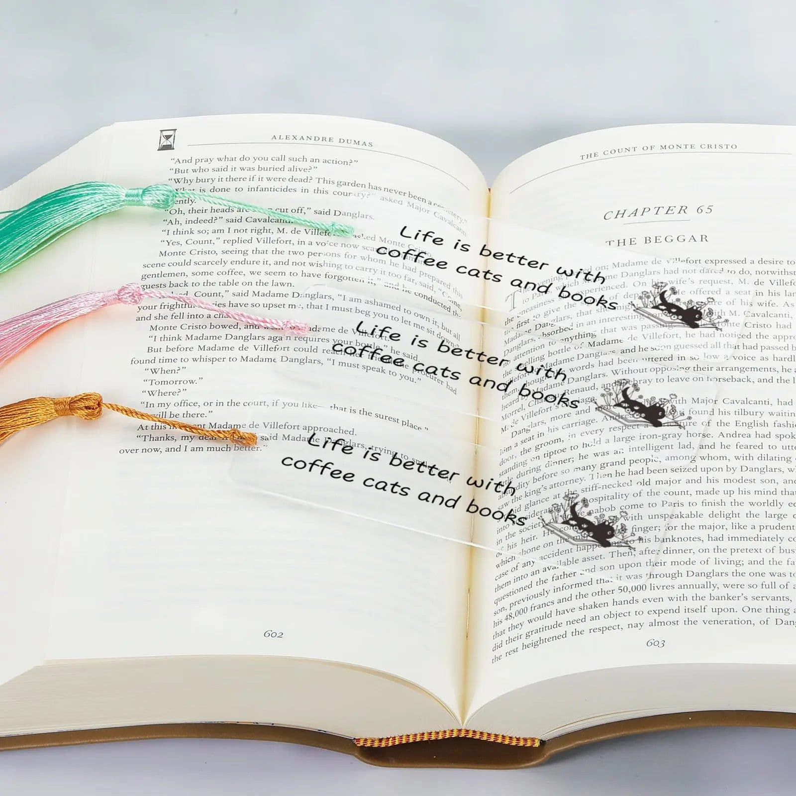 image-Life Is Better with Coffee Cats and Books Bookmark Inspirational Gifts for Friends Book Mark Birthday Gifts for Book/Pet Lovers