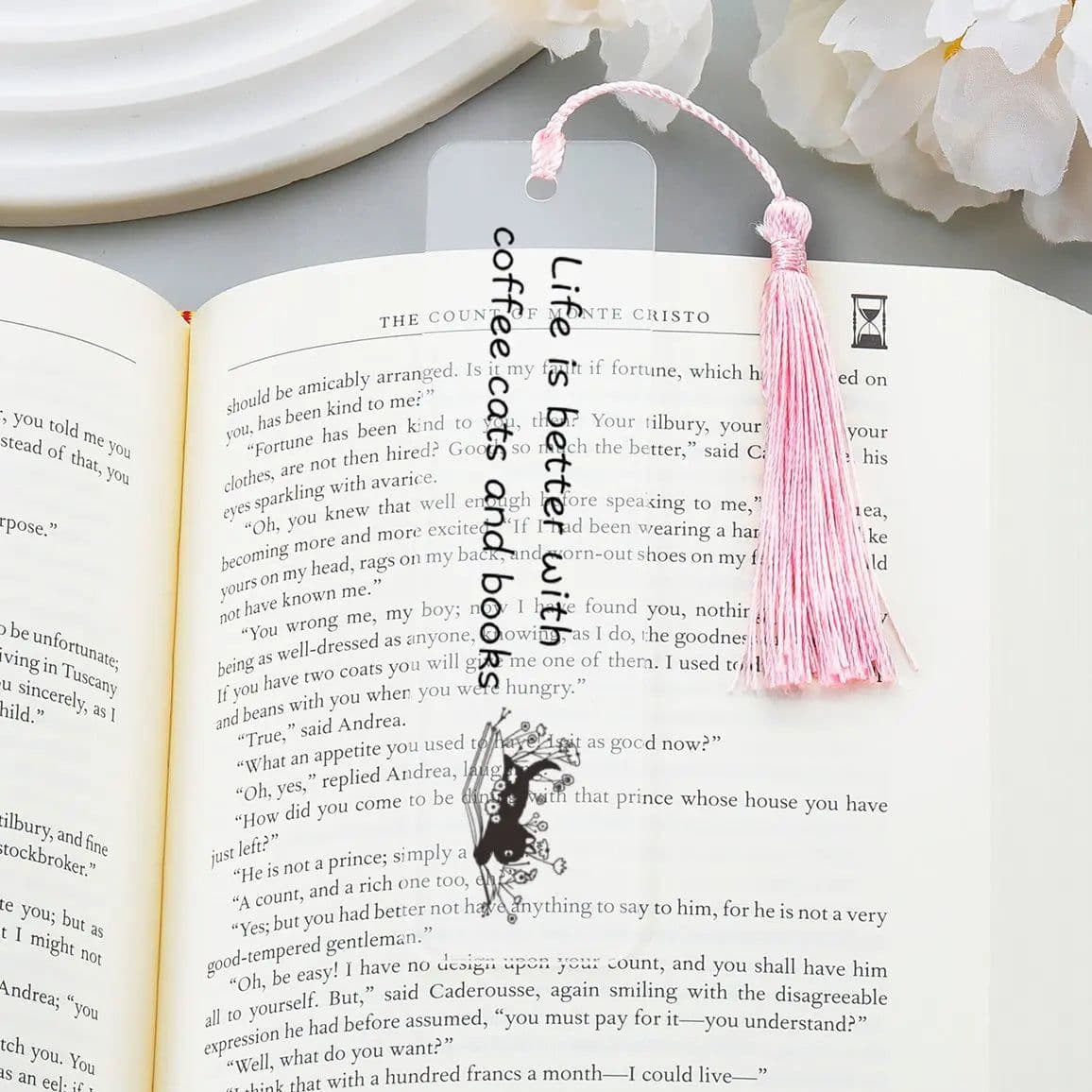 image-Life Is Better with Coffee Cats and Books Bookmark Inspirational Gifts for Friends Book Mark Birthday Gifts for Book/Pet Lovers