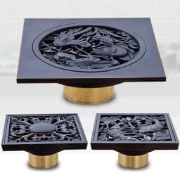 image-Free shipping Black Anti-odor 10cm Floor Drain Anti-odor Core Bathroom Hardware Square Bathroom Shower Floor Drain 10 x 10cm