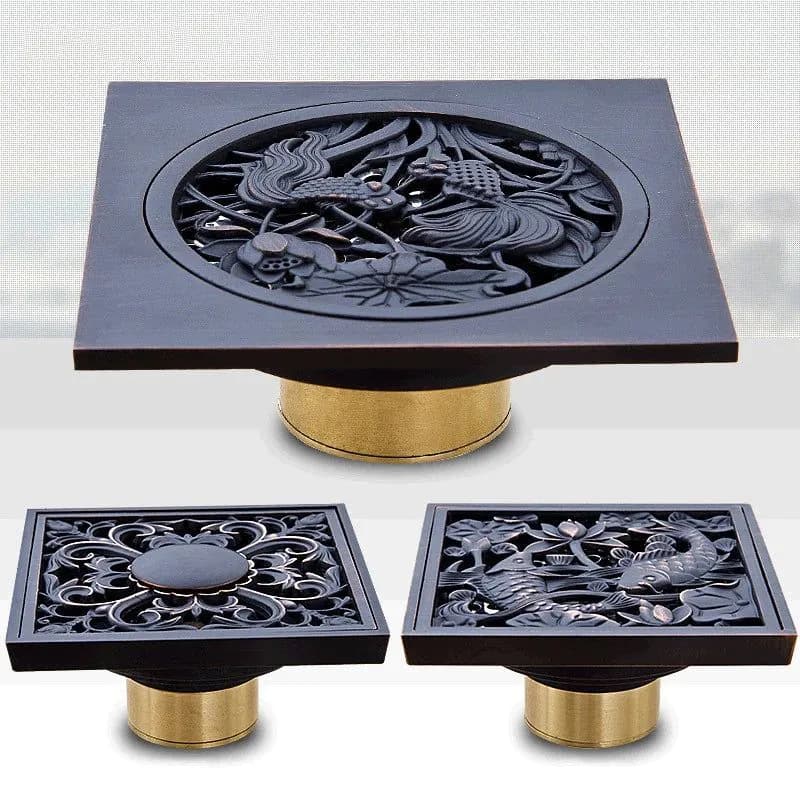 image-Free shipping Black Anti-odor 10cm Floor Drain Anti-odor Core Bathroom Hardware Square Bathroom Shower Floor Drain 10 x 10cm