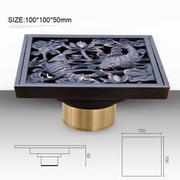 image-Free shipping Black Anti-odor 10cm Floor Drain Anti-odor Core Bathroom Hardware Square Bathroom Shower Floor Drain 10 x 10cm