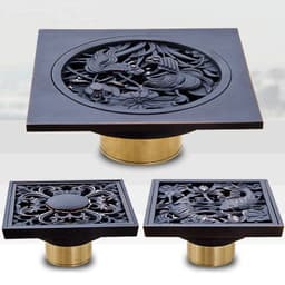 image-Free shipping Black Anti-odor 10cm Floor Drain Anti-odor Core Bathroom Hardware Square Bathroom Shower Floor Drain 10 x 10cm