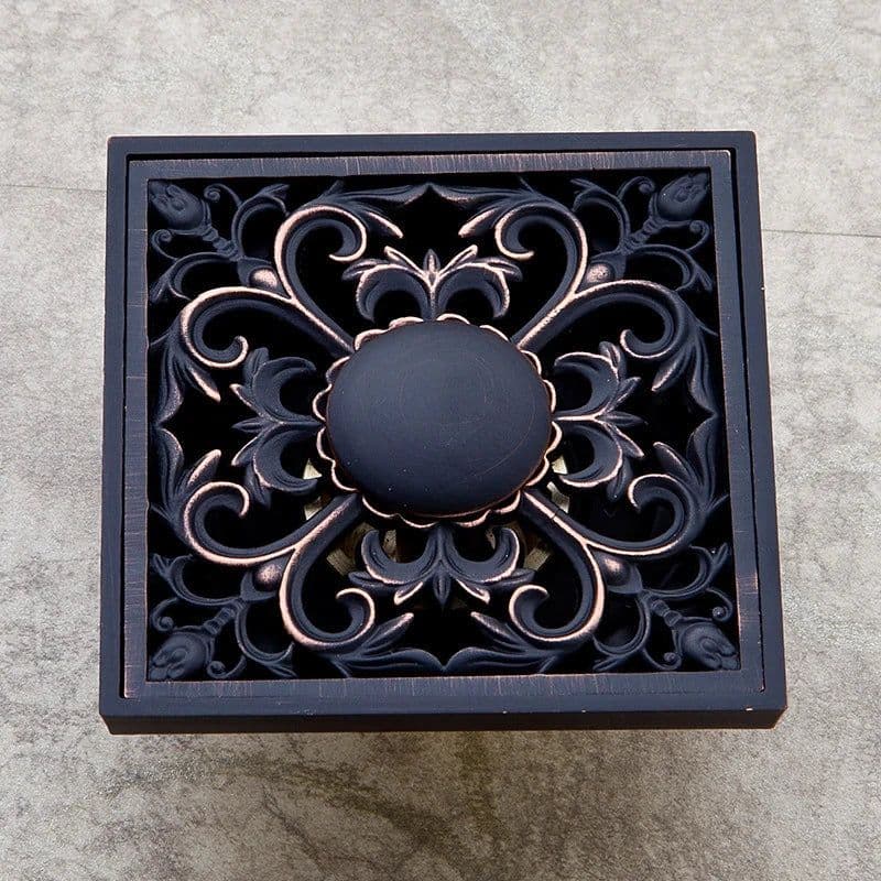 image-Free shipping Black Anti-odor 10cm Floor Drain Anti-odor Core Bathroom Hardware Square Bathroom Shower Floor Drain 10 x 10cm