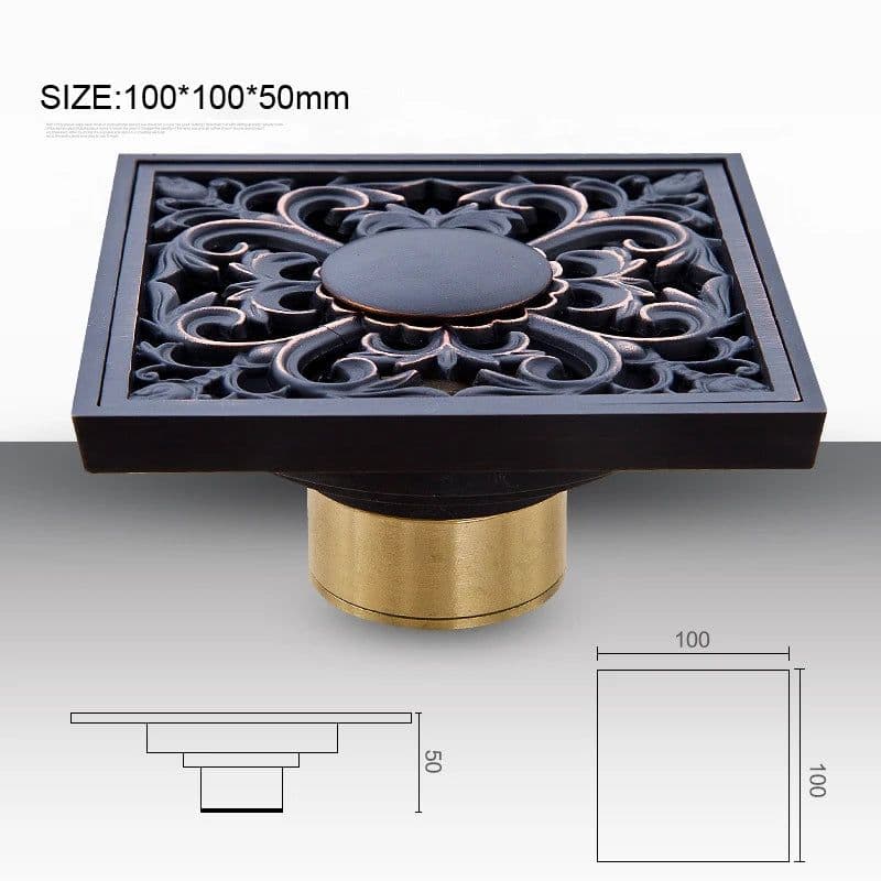 image-Free shipping Black Anti-odor 10cm Floor Drain Anti-odor Core Bathroom Hardware Square Bathroom Shower Floor Drain 10 x 10cm