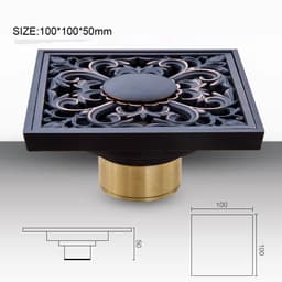 image-Free shipping Black Anti-odor 10cm Floor Drain Anti-odor Core Bathroom Hardware Square Bathroom Shower Floor Drain 10 x 10cm