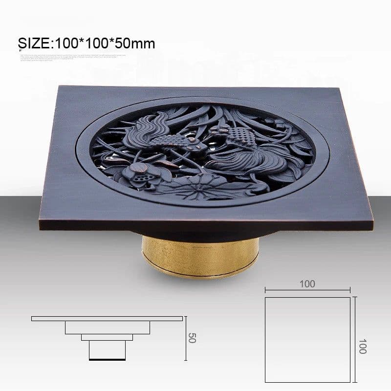 image-Free shipping Black Anti-odor 10cm Floor Drain Anti-odor Core Bathroom Hardware Square Bathroom Shower Floor Drain 10 x 10cm
