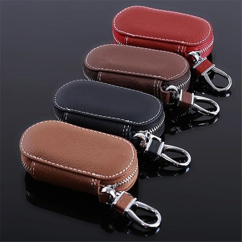 image-Men Key Holder Housekeeper Leather Car Key Wallets Keys Organizer Women Keychain Covers Zipper Key Case Bag Unisex Pouch Purse