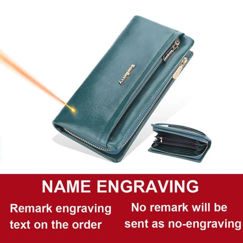 image-Baellerry 2024 Long Women Wallets Bag Phone Pocket Name Engraved Brand Female Wallet Zipper Card Holder Women's Purse For Girls