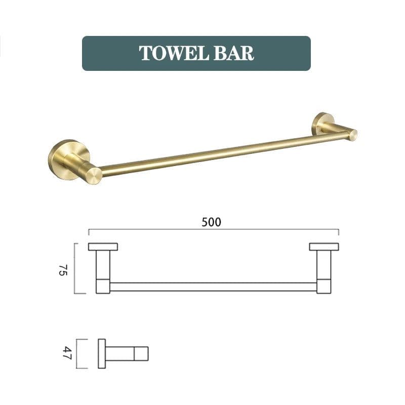 image-Brushed Gold Bathroom Accessories Toilet Brush Holder Paper Holder Towel Ring Bar Shelf Clothes Hook Soap Dispenser Cup Holder