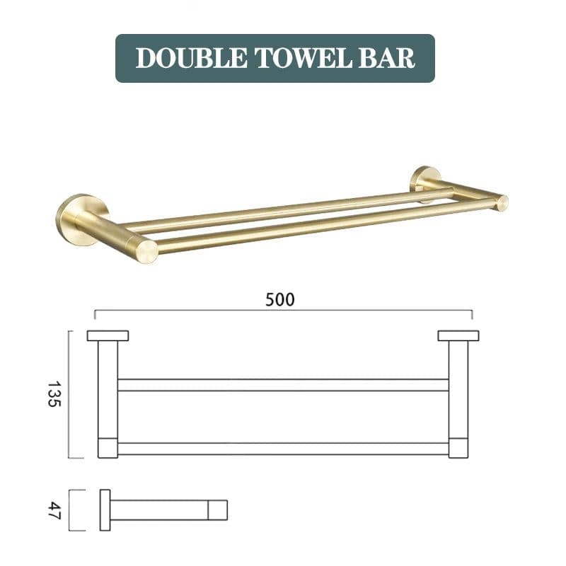 image-Brushed Gold Bathroom Accessories Toilet Brush Holder Paper Holder Towel Ring Bar Shelf Clothes Hook Soap Dispenser Cup Holder