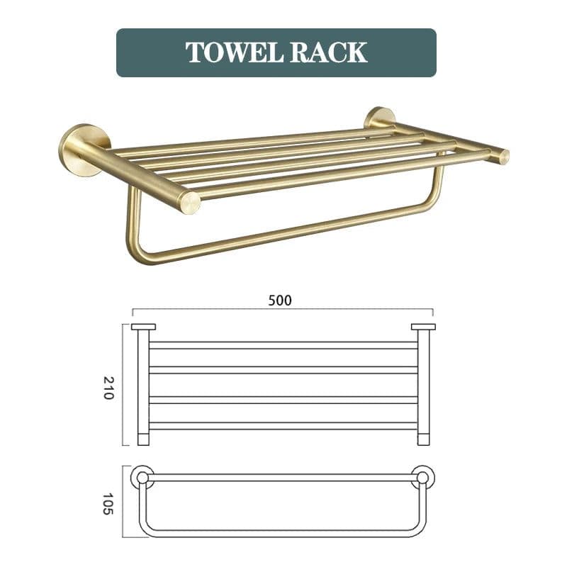 image-Brushed Gold Bathroom Accessories Toilet Brush Holder Paper Holder Towel Ring Bar Shelf Clothes Hook Soap Dispenser Cup Holder