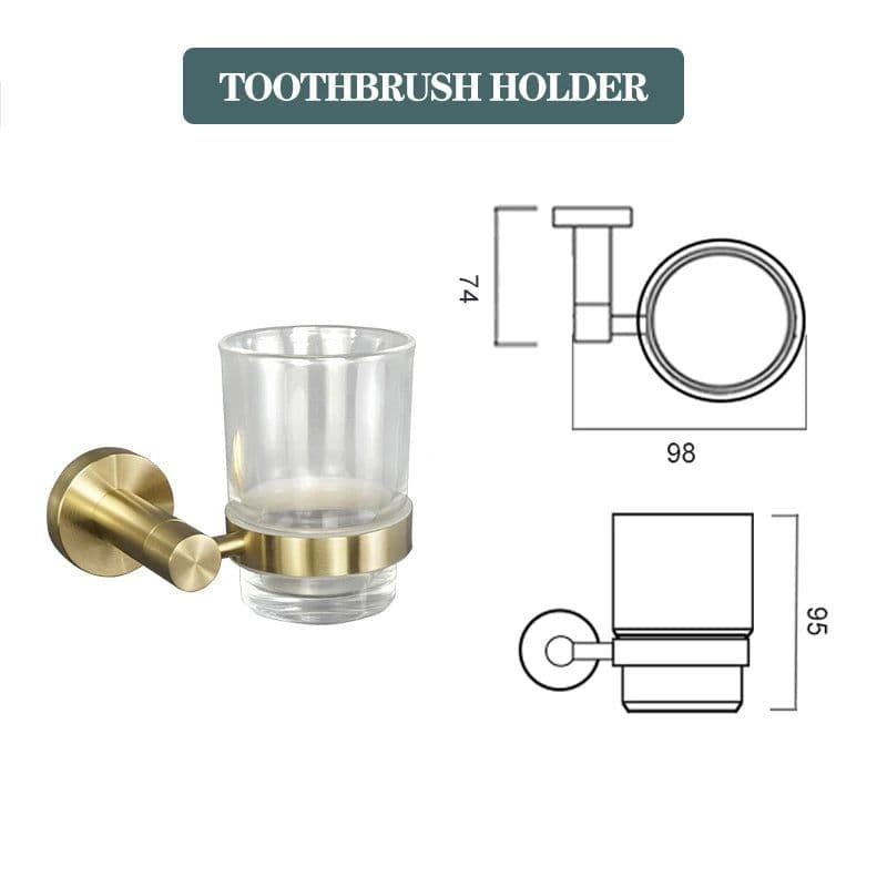 image-Brushed Gold Bathroom Accessories Toilet Brush Holder Paper Holder Towel Ring Bar Shelf Clothes Hook Soap Dispenser Cup Holder