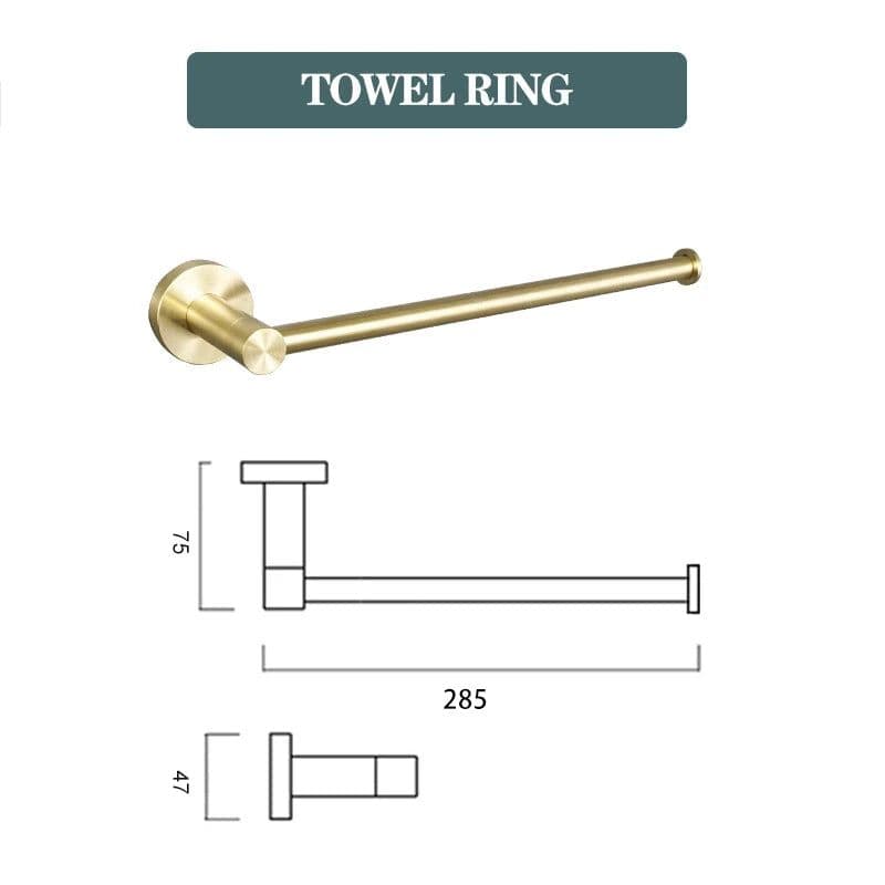 image-Brushed Gold Bathroom Accessories Toilet Brush Holder Paper Holder Towel Ring Bar Shelf Clothes Hook Soap Dispenser Cup Holder