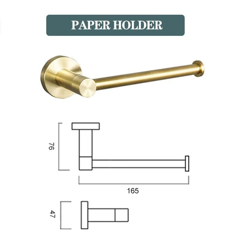 image-Brushed Gold Bathroom Accessories Toilet Brush Holder Paper Holder Towel Ring Bar Shelf Clothes Hook Soap Dispenser Cup Holder