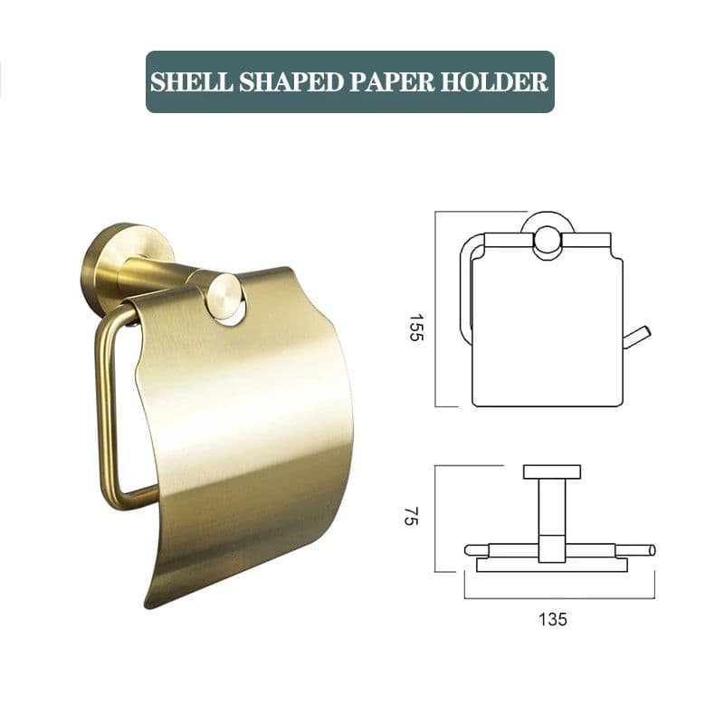 image-Brushed Gold Bathroom Accessories Toilet Brush Holder Paper Holder Towel Ring Bar Shelf Clothes Hook Soap Dispenser Cup Holder