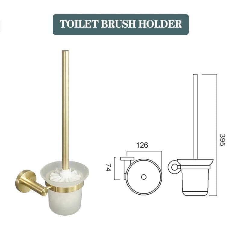 image-Brushed Gold Bathroom Accessories Toilet Brush Holder Paper Holder Towel Ring Bar Shelf Clothes Hook Soap Dispenser Cup Holder