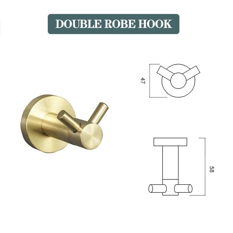 image-Brushed Gold Bathroom Accessories Toilet Brush Holder Paper Holder Towel Ring Bar Shelf Clothes Hook Soap Dispenser Cup Holder