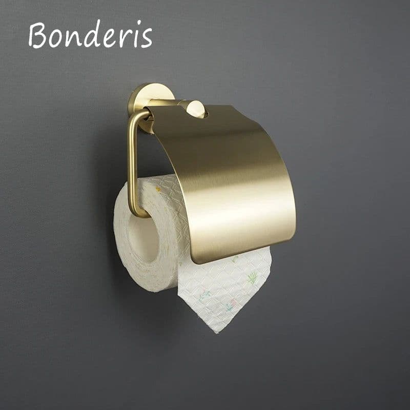 image-Brushed Gold Bathroom Accessories Toilet Brush Holder Paper Holder Towel Ring Bar Shelf Clothes Hook Soap Dispenser Cup Holder