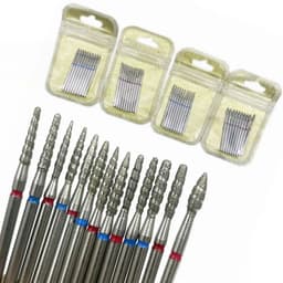 image-10Pcs Flame Nail Drill Bits Diamond Cutters for Manicure Cuticle Clean Burr Diamond Mill Nails Accessories Tool
