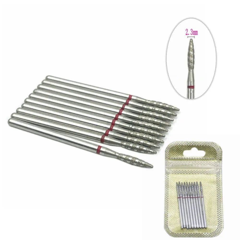 image-10Pcs Flame Nail Drill Bits Diamond Cutters for Manicure Cuticle Clean Burr Diamond Mill Nails Accessories Tool