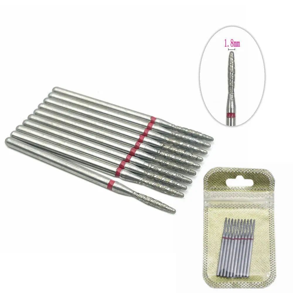 image-10Pcs Flame Nail Drill Bits Diamond Cutters for Manicure Cuticle Clean Burr Diamond Mill Nails Accessories Tool