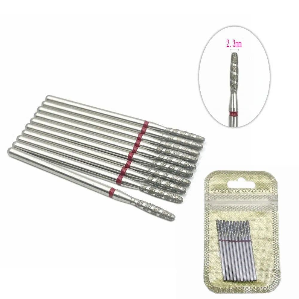 image-10Pcs Flame Nail Drill Bits Diamond Cutters for Manicure Cuticle Clean Burr Diamond Mill Nails Accessories Tool