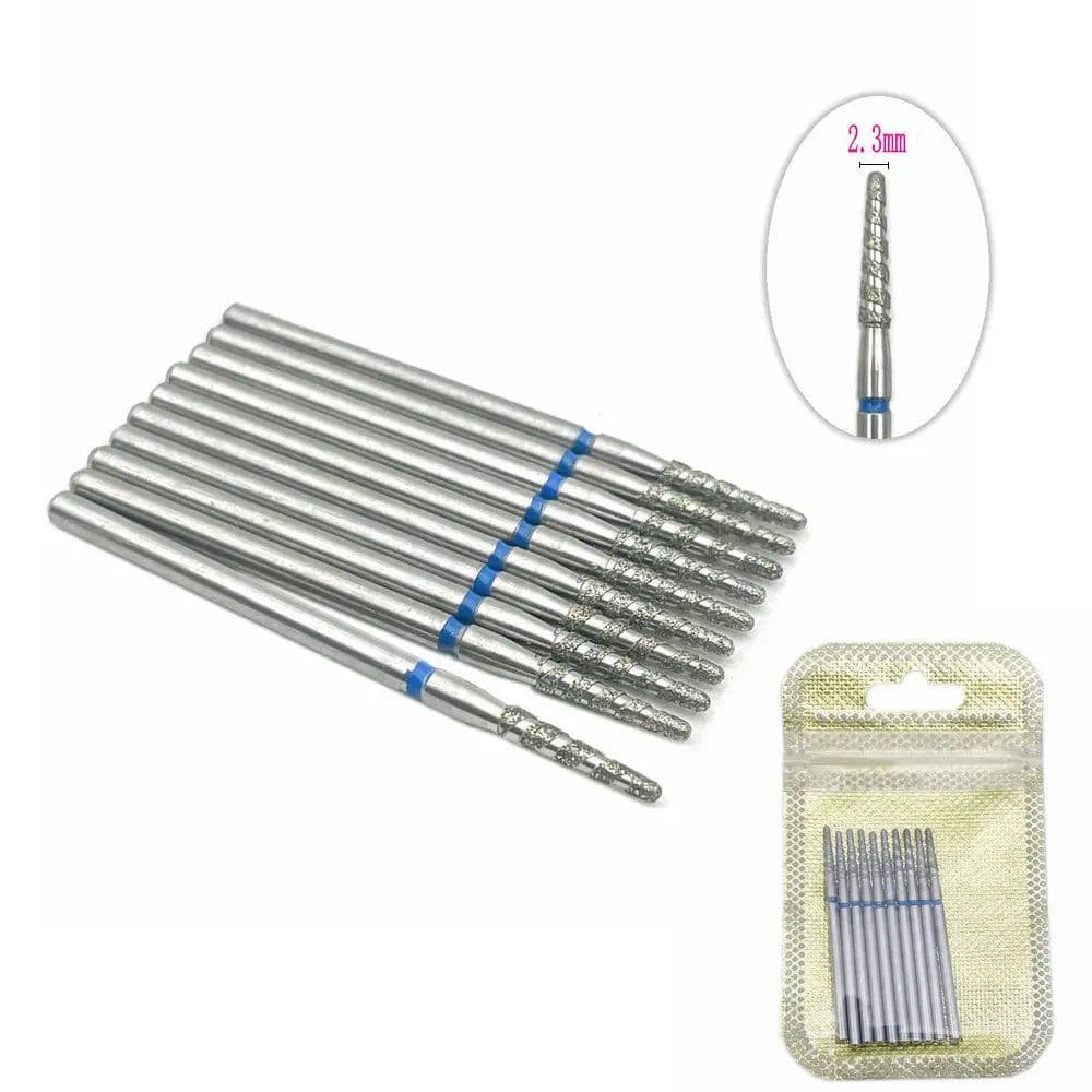 image-10Pcs Flame Nail Drill Bits Diamond Cutters for Manicure Cuticle Clean Burr Diamond Mill Nails Accessories Tool