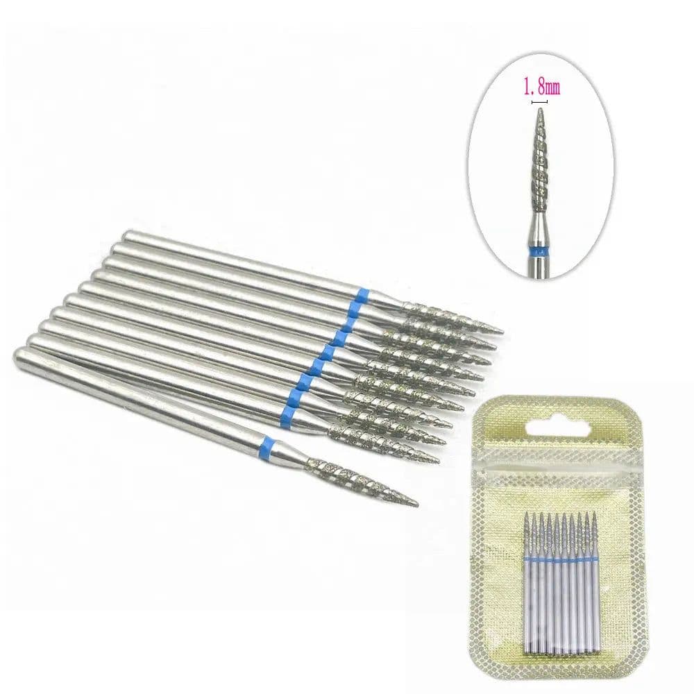 image-10Pcs Flame Nail Drill Bits Diamond Cutters for Manicure Cuticle Clean Burr Diamond Mill Nails Accessories Tool