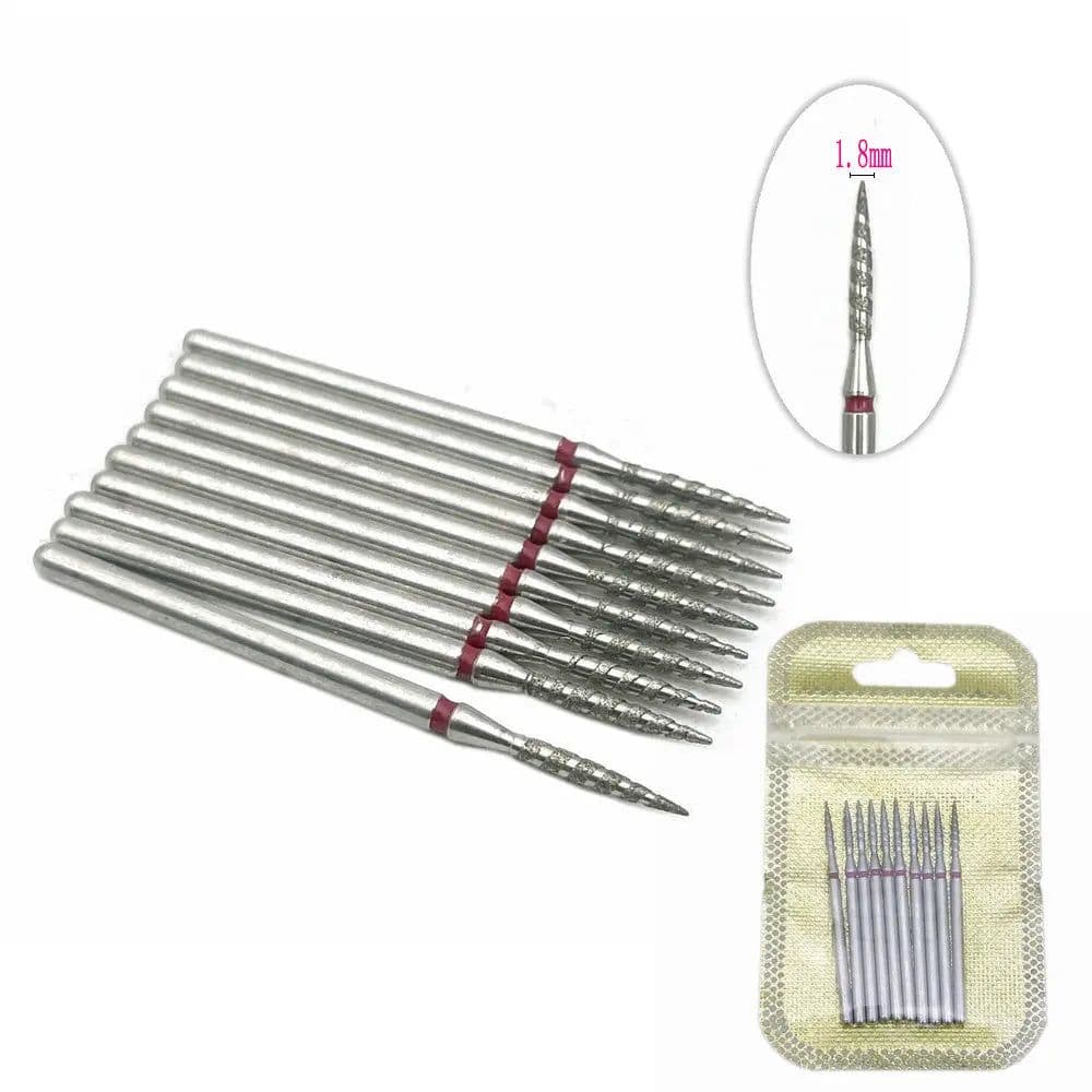 image-10Pcs Flame Nail Drill Bits Diamond Cutters for Manicure Cuticle Clean Burr Diamond Mill Nails Accessories Tool